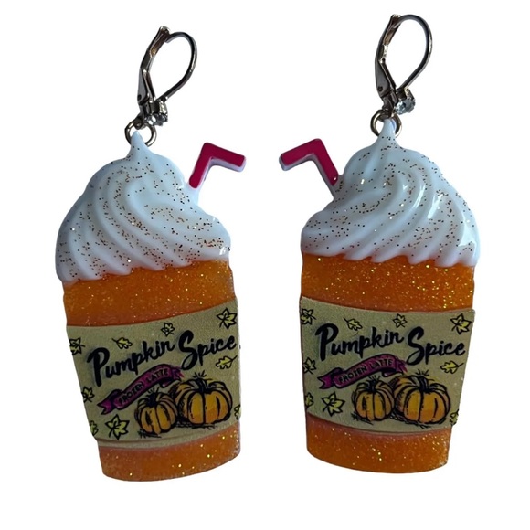 New Betsey Johnson Pumpkin Spice Latte Earrings - Picture 8 of 10